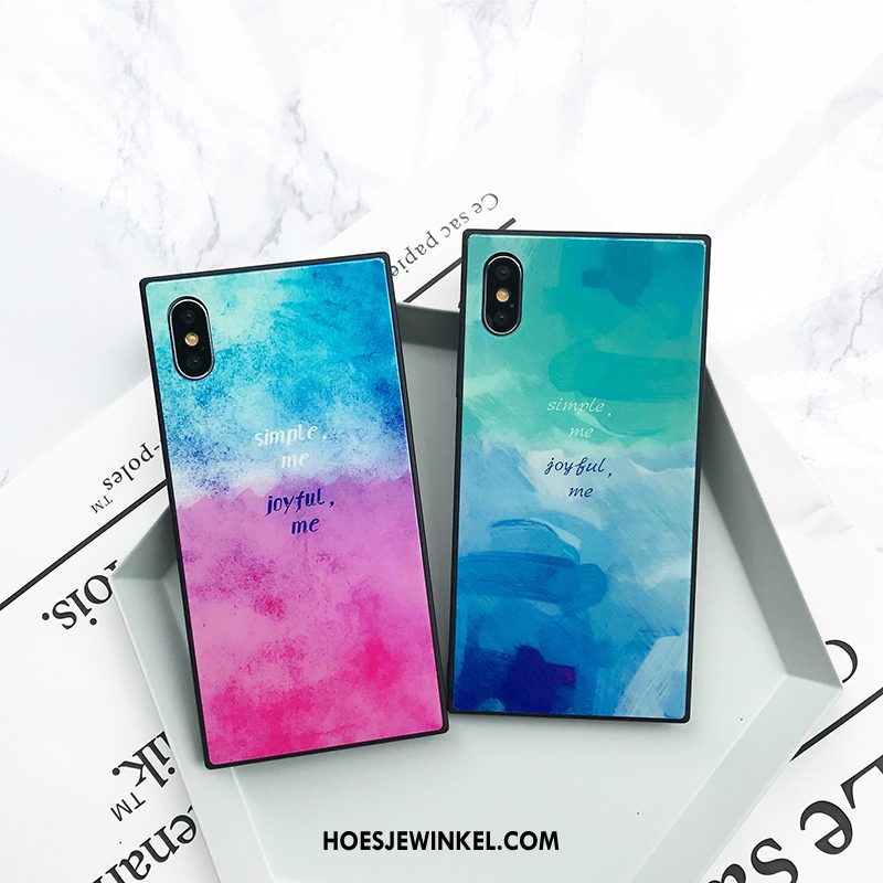 iPhone Xs Max Hoesje Vierkante Lovers All Inclusive, iPhone Xs Max Hoesje Blauw Mobiele Telefoon